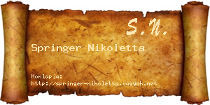 Springer Nikoletta névjegykártya